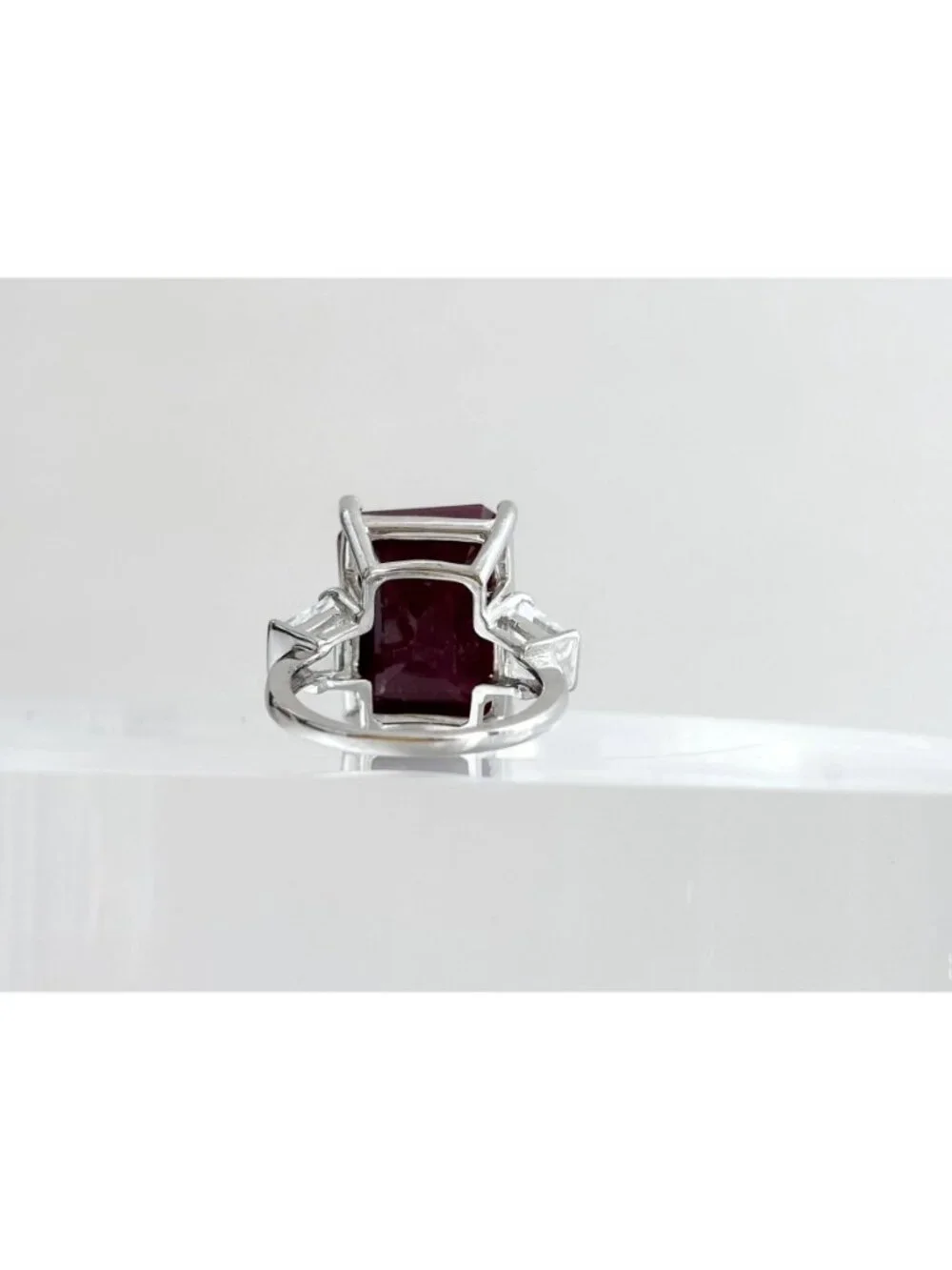 African Red Ruby Gemstone CZ Art Deco Sterling Silver 925 Vintage Ring - sz 6.25